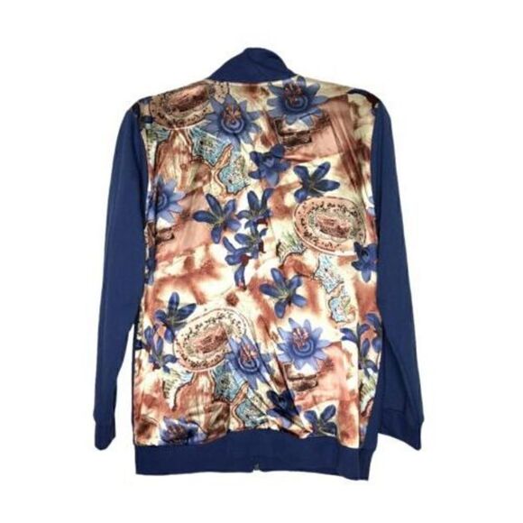 Maggie Sweet Track Jacket Size  Petite Small Floral Blue Orange - Picture 1 of 5
